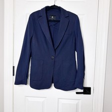 Banana Republic Everywhere Ponte Blazer Sz M Navy Blue Workwear Office