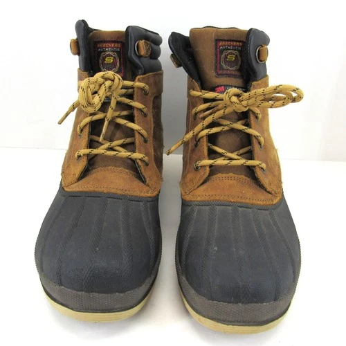 Skechers Authentic Waterproof 3M Thinsulate Duck Boot Men's Brown Black Size 8.5