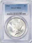 1923 PCGS MS64 Peace Silver Dollar Philadelphia Mint Uncirculated BU+