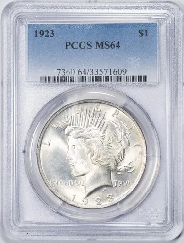 1923 PCGS MS64 Peace Silver Dollar Philadelphia Mint Uncirculated BU+