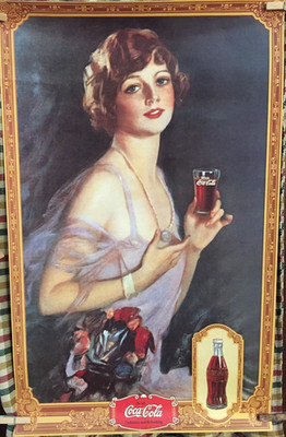 Vtg Coca Cola Advertising Poster,Cardboard,Lady Lingerie,Unknown Age 17 x 27''