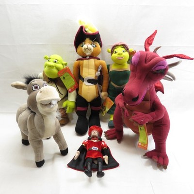 Dreamworks Shrek 2 Lot of 6 Plush Doll/Animals Fiona Donkey Dragon Puss Farquaad