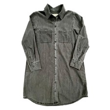 Madewell Womens Black Denim Button Front Mini Shirt Dress H2278 Size XS W474