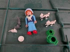 Vintage Playmobil 3007 Milkmaid with 5 Cats  Milk Jugs, incomplete