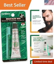 Black Mustache Wax for Men Strong Hold Moisturizing, Includes Brush, 0.5 oz