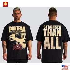 PANTERA STONGER THAN ALL GROOVE METAL BLACK T SHIRT MEN'S FRONT & BACK PRINT