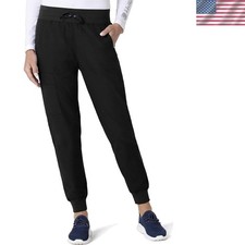 Scrubs Women Jogger Pants Black Medical Workout Active Wear Large Petite