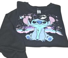 Disney Stitch-Kids Black Jersey Knit Graphic Print Sweatshirt- Yth M 7-9 New