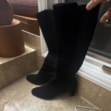 Stuart Weitzman Black Suede Knee High Stretch...