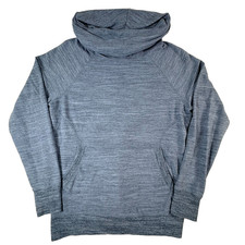 LL Bean Cozy Pullover Medium Heather Blue/Gray Cowl Neck Sweatshirt Knit Size L