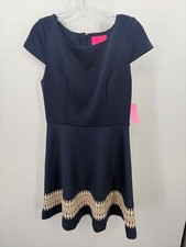Pre-Owned Lilly Pulitzer Navy Size 10 Shift Knee Length Short Sleeve Dress