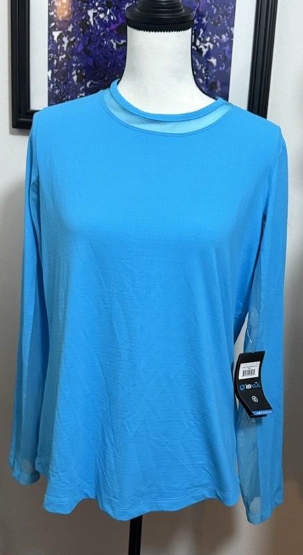 Ibkul Women’s Turquoise Crew Neck UPF 50 Long Sleeve Top NWT
