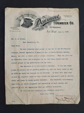 1898 antique DENSMORE TYPEWRITER CO letter new york J J BLAND west braintree vt