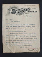 1898 antique DENSMORE TYPEWRITER CO letter new york J J BLAND west braintree vt