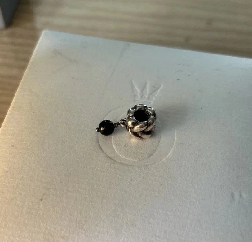 Pandora Charm Anhänger 925 Sterling Silber / Schwarzer Onix an Ring