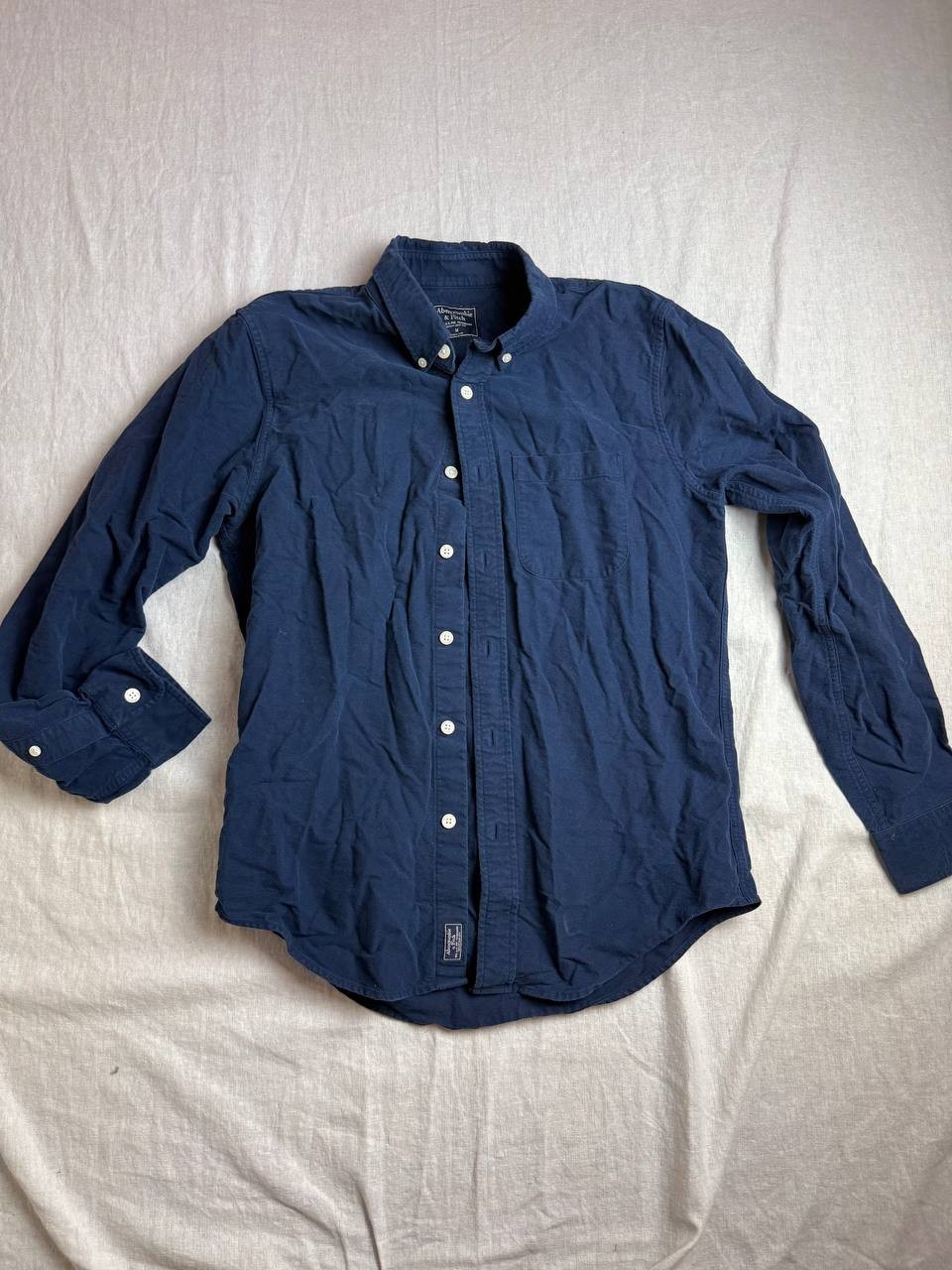 Abercrombie & Fitch Shirt Mens Medium Navy Blue Long Sleeve Button Down Preppy