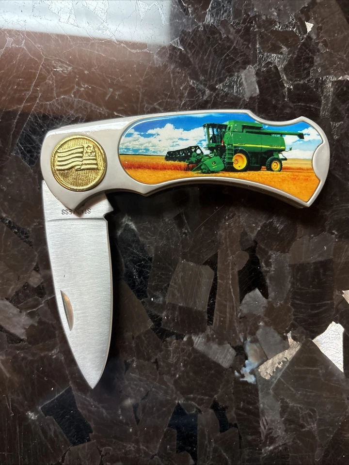 Juego de 4 cuchillos para tractor John Deere en vitrina de hojalata de coleccionista ** LEER ** Foto 3 de 4