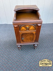 67478 Art Deco Walnut Nightstand with Unique Carved Details