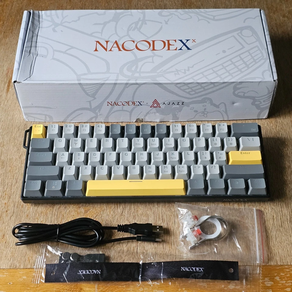 AJAZZ NK61 Mini 60% kabelgebundene mechanische Tastatur, gelb und grau, rote Schalter