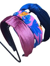 3-Pack Women's Knotted Headbands - Pink, Floral Pink/Blue, Navy