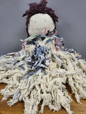 Vintage Hand Made Frade Mop Head Doll Multi Color 21 in Rare Made in Haiti