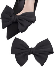 Satin Bow Shoe Clips - Dots Solid Color Removable Elegant Wedding Party Shoe Buc