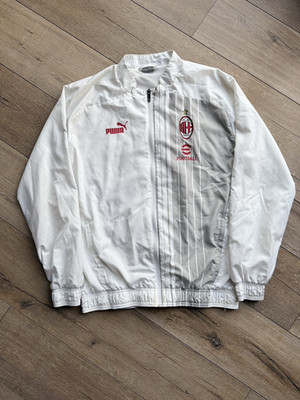 AC Milan Puma Trainingsjacke Weiß Rot Gr. M Fußball Track Jacket Vintage Y2K