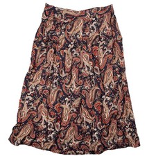 Paisley Pleated Midi Skirt Dark Boho WhimsiGoth Pockets Witchy Flowy Cottgecore