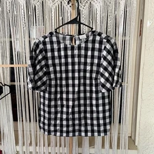 a new day Gingham Black and White Blouse