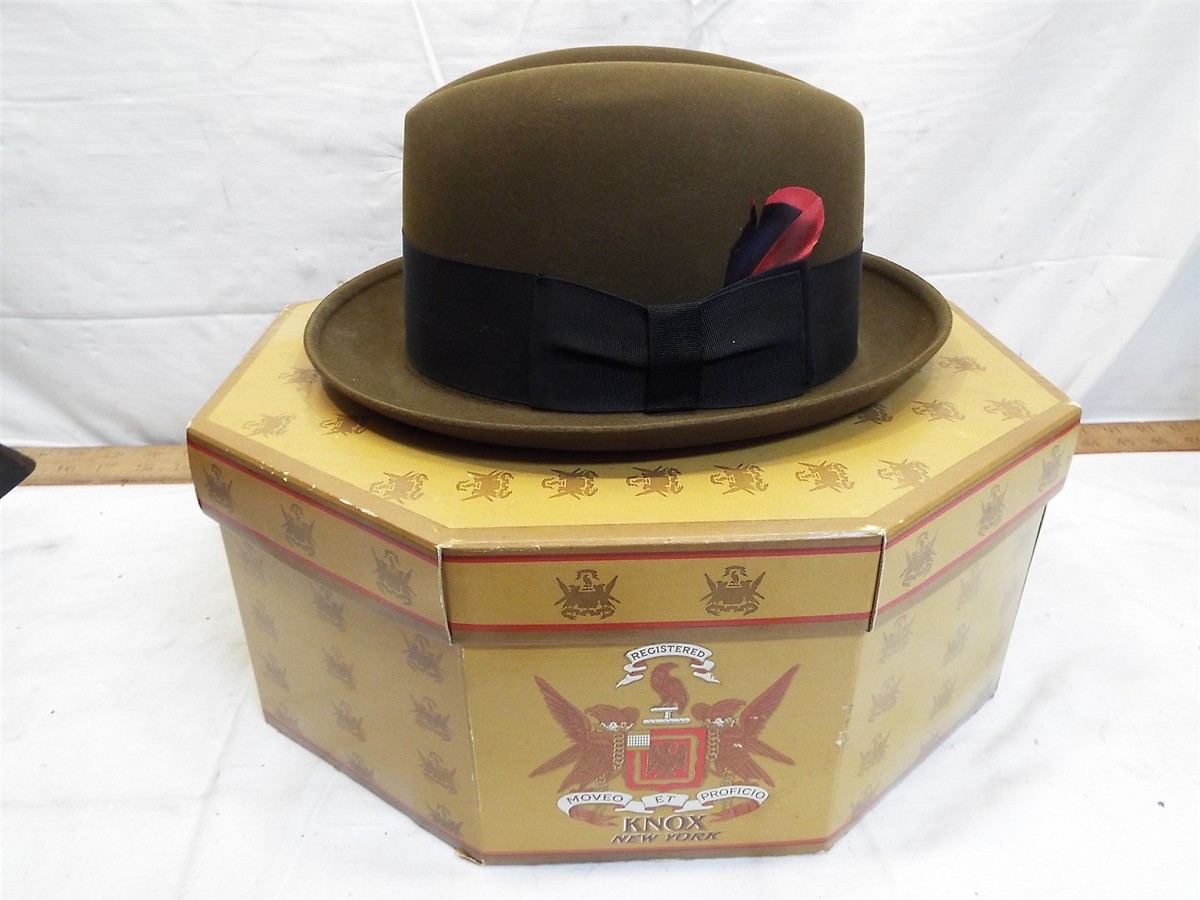 Vintage Knox NY Brown Homburg Men's Hat in Hatbox Box Fashion