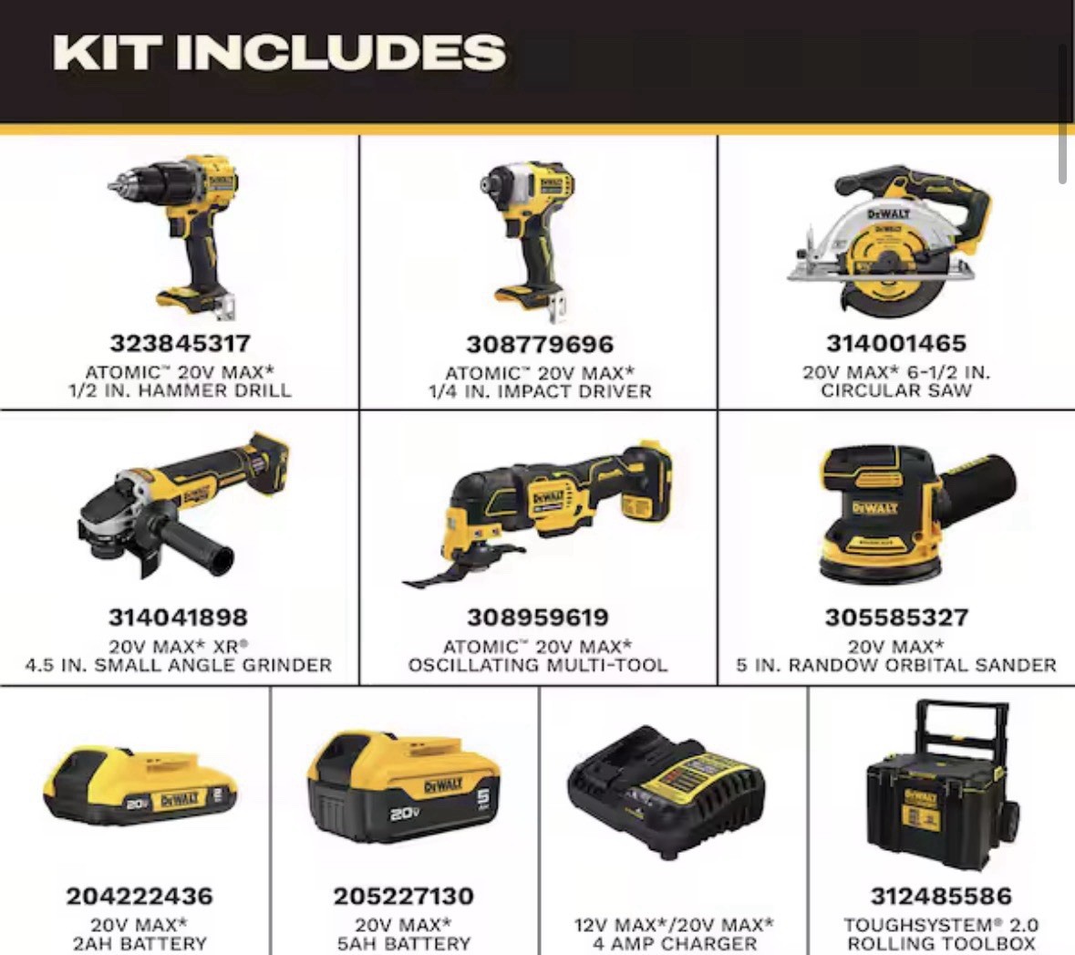 20-Volt MAX ToughSystem Lithium-Ion 6-Tool Cordless Combo Kit alternate view 2
