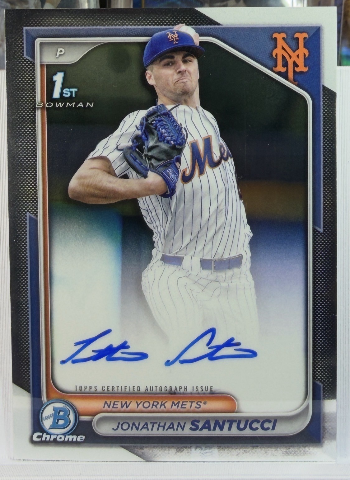 Jonathan Santucci 1st 2024 Bowman Draft Chrome Prospect Auto #CPA-JS Mets