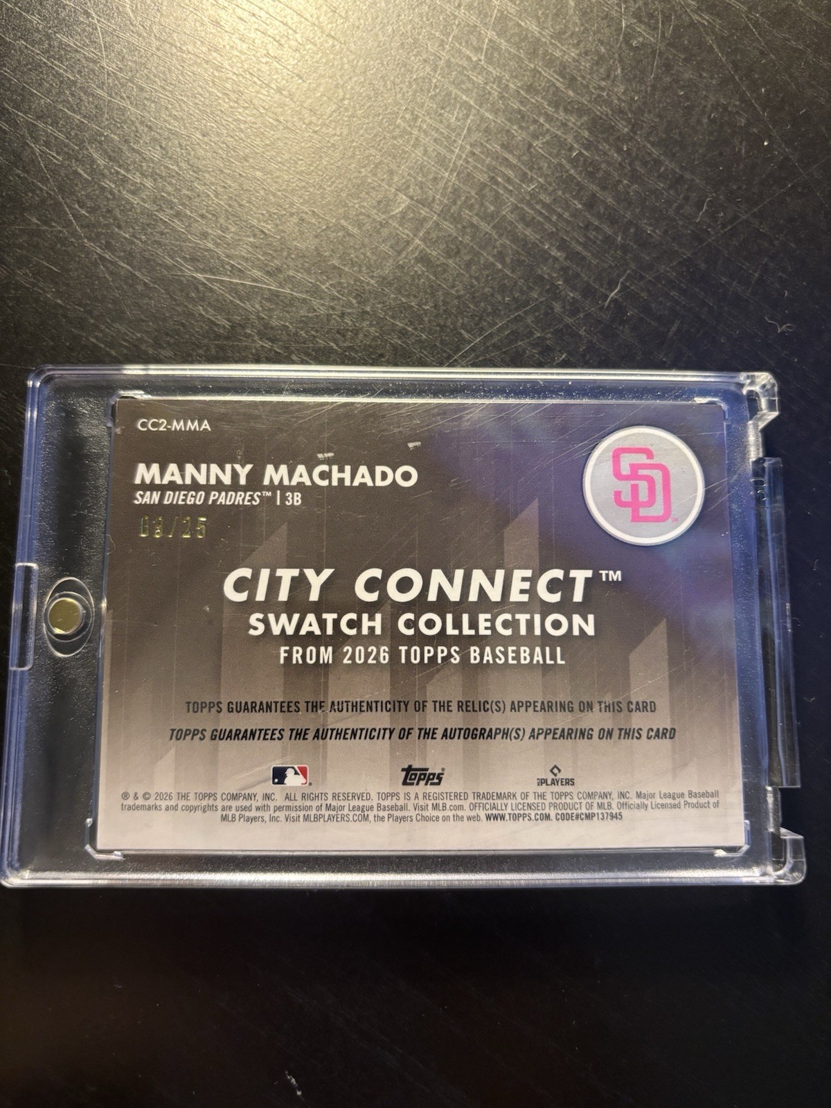 Manny Machado City Connect Patch Auto /25 2026 Topps Series 2 Padres view 2