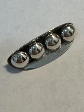 Vintage Sterling Silver 925 Four  Peas In A Pod Pendant / Brooch