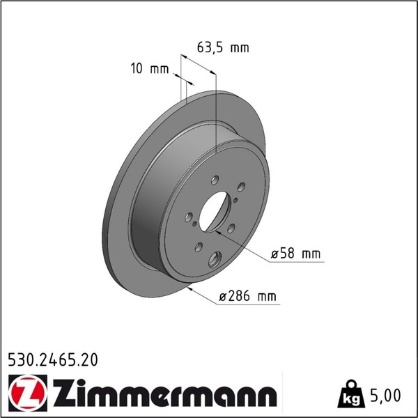 2X Zimmermann 530.2465.20 Bremsscheibe FüR Toyota GT 86 ZN6-image