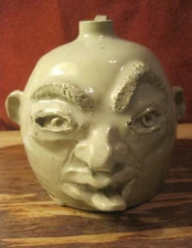 Matt Porter - Vintage Signed Face Jug - Southern Folk Art Pottery - 2001 Georgia