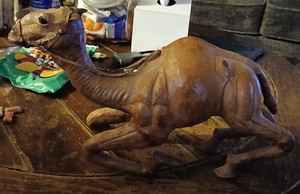 Vintage Leather Wrapped Camel Statue Figure Figurine Nativity - 8" X 15" inches