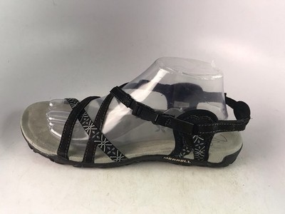 Merrell Terran Lattice Sandal Black Nubuck Leather Women's Sz 10 US