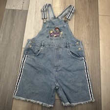 Vintage 90s Nickelodeon Rugrats Kids Embroidered Striped Overalls 10 / 12