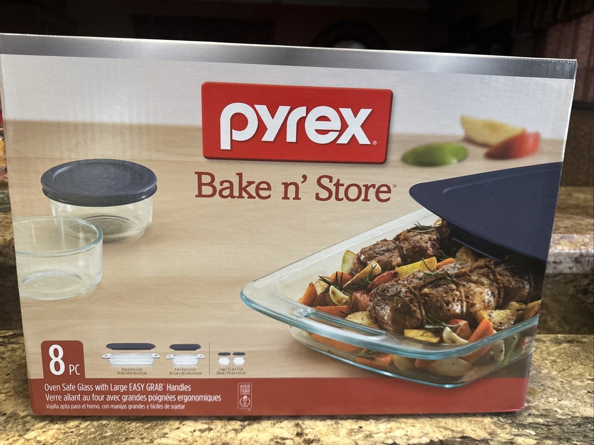 Pyrex Bake n Store 8 Piece Oven Safe Glass Set with Lids 1093839