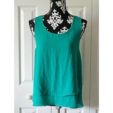 Women True Light  Layered Sleeveless Racerback Asymmetric Hem Chiffon Top Small