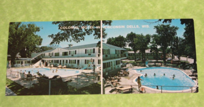 Vintage Souvenir Travel Postcard Colonial Motel Wisconsin Dells WI