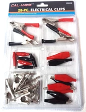 28PC. ALLIGATOR ELECTRICAL CLIPS CHARGING CLAMPS JUMPER LEADS ASSORTED KIT