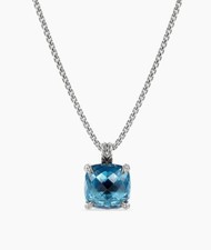 David Yurman Chatelaine Pendant Necklace Sterling Silver Hamptopton Blue Topaz