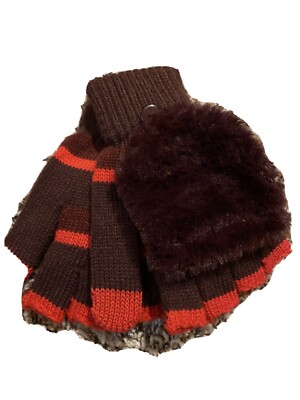 No Boundaries  Faux Fur Pop Top Striped Gloves