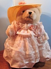 14" JOINTED Plush/Stuffed Bear With Dress/Hat
