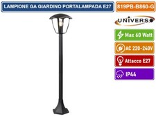 LAMPIONE PORTALAMPADA NERO PER LAMPADINE E27 DA GIARDINO 860MM FISSAGGIO A TERRA