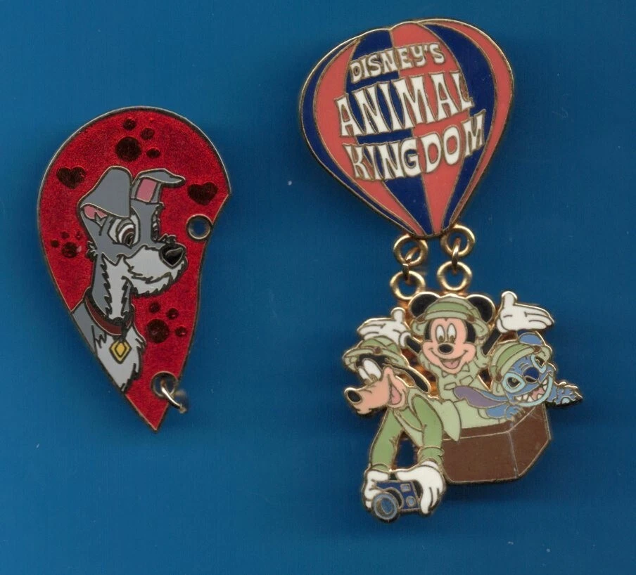 Disney Animal Kingdom Hot Air Balloon & TRAMP half of Lady and Tramp Heart pin