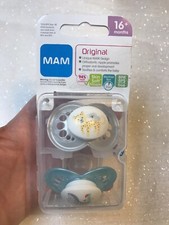 MAM Baby Boy Infant Ortho Pacifier Soothie Binky Safari Animals Blue 16 Months