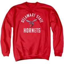 Delaware State University Adult Crewneck Sweatshirt Hornets Logo, Red, S-3XL